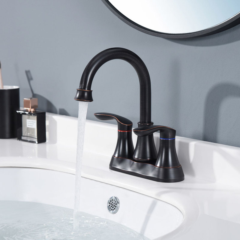 2-handle Bathroom Faucet with Drain Assembly, ‎Oil Rubbed/Red