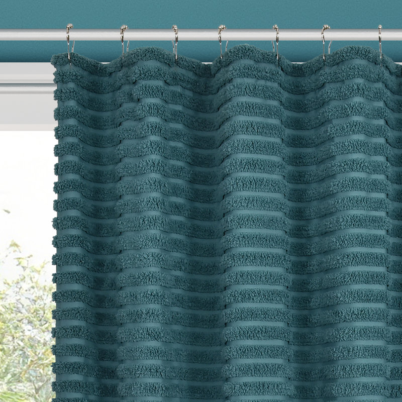 Teal Polyester Standard Stripe Shower Curtain