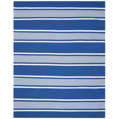 Lauren Ralph Lauren Hanover Stripe Flat Weave, Polyester, Blue Area Rug