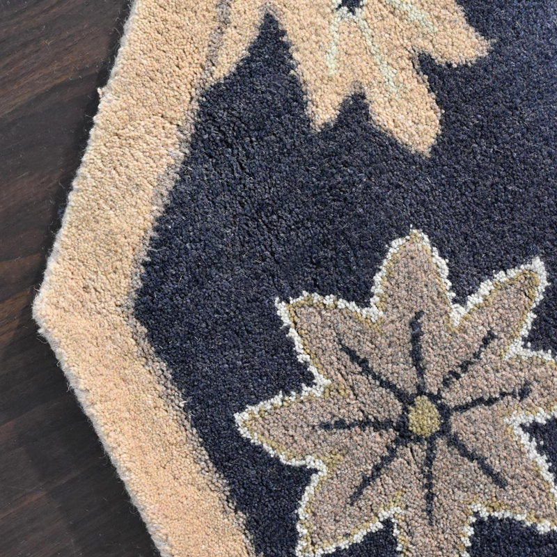 Calliann Hand Tufted Wool Eco-Friendly Area Rugs - Octagon, Charcoal Color, Oriental Design, High Pile Thick Handmade Anti Skid Area Rugs for Living Room, Bed Room