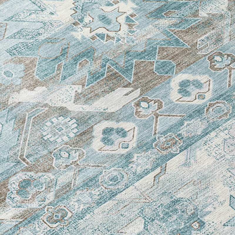 Machine Washable Indoor/Outdoor Chantille ACN2638 Global Rug, Teal, 9' x 12'
