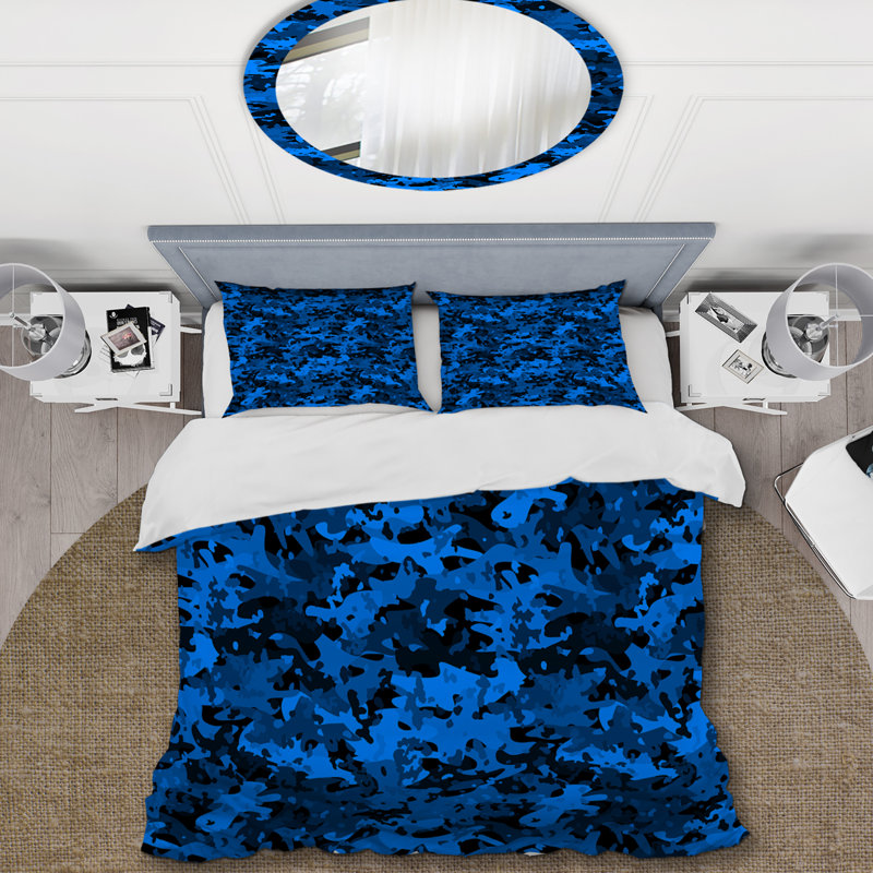 Camouflage bleu tendance - ensemble de housse de couette abstrait - microfibre de polyester