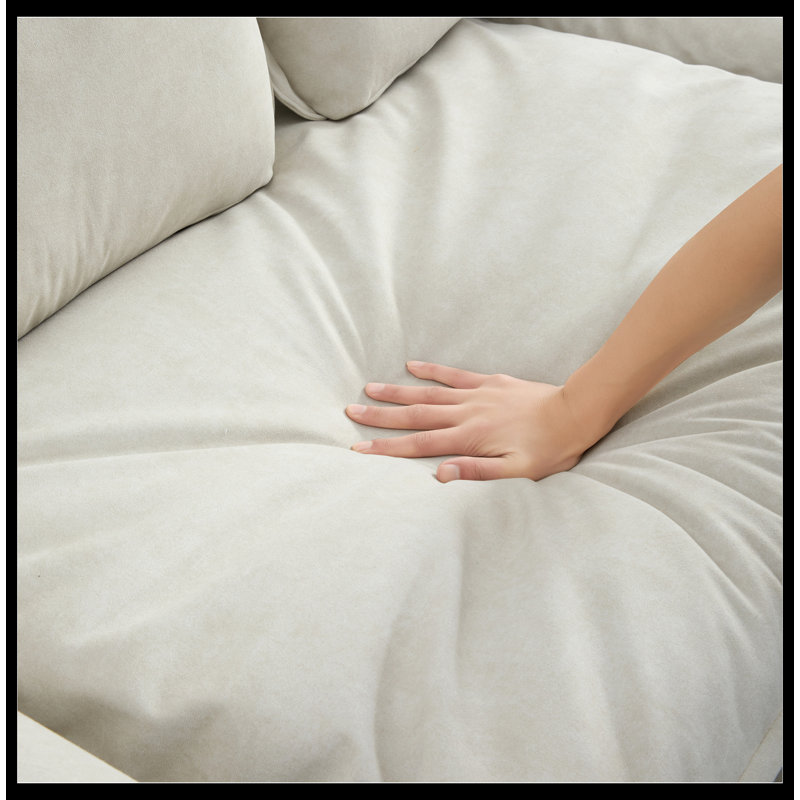 3 - Piece Upholstered Sectional, Beige Fabric