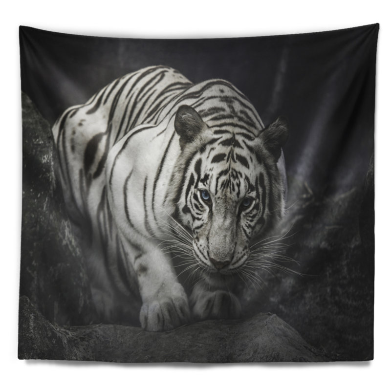 Tapisserie blanche de tigre Animal, H 68 po x l 80 po