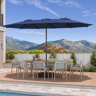 Yoko 15 ft x 9 ft Rectangular Market Umbrella with Base