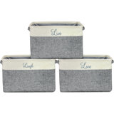 Sorbus Quote Fabric Cubby Organizer with Handles 3 Pack