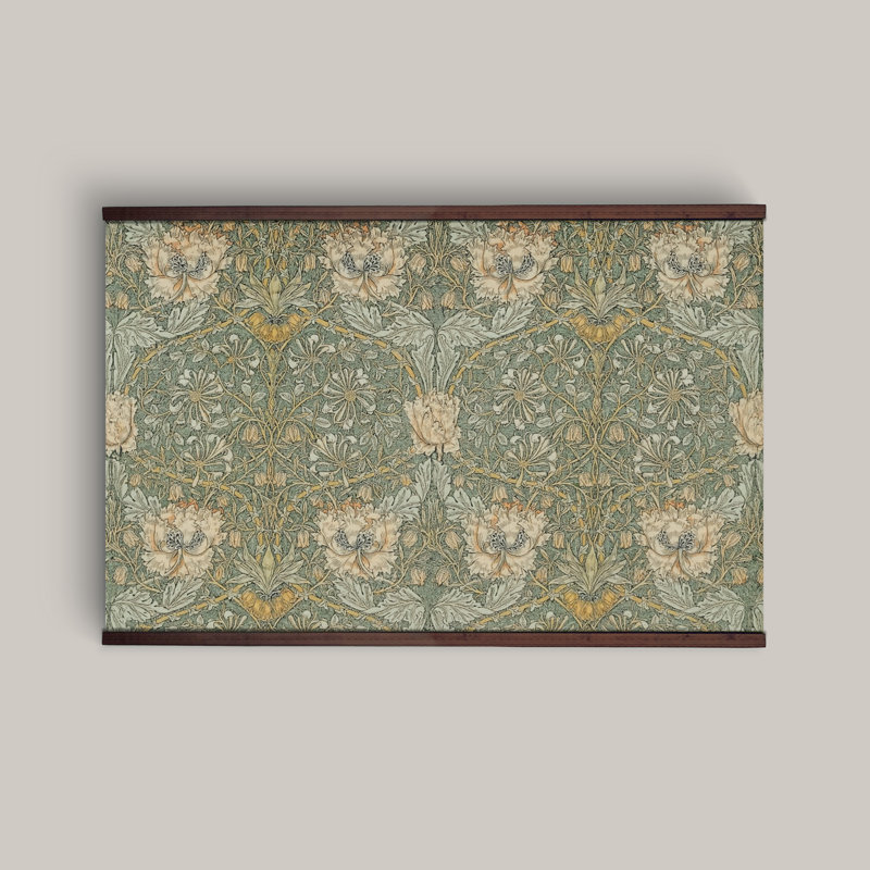 Très grande tapisserie murale rétro à motif floral avec motif en bois William Morris, H 32 po x l 48 po
