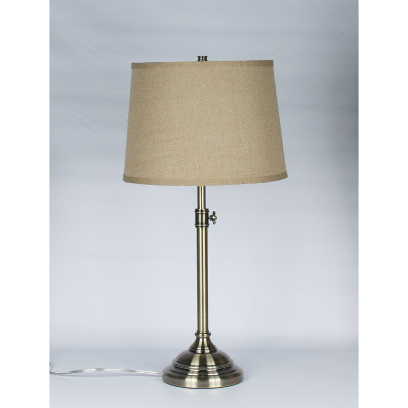 Caitlynne Metal Table Lamp, Natural Burlap, Antique Brass