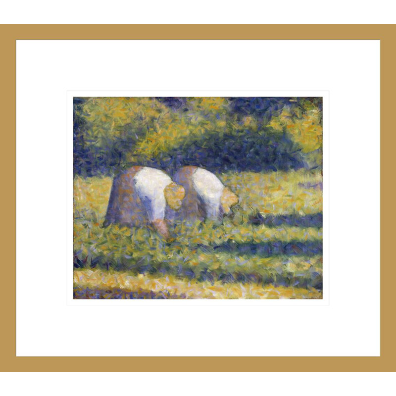 «Farm Women at Work (Paysannes au travail)» par Georges Seurat, impression giclée encadrée, H 13,75 po x l 15,63 po