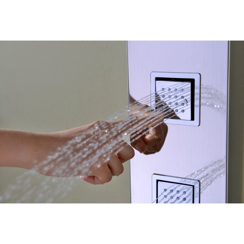 Polished Chrome Stainless Steel 59" Shower Panel with Jets and Handheld Wand