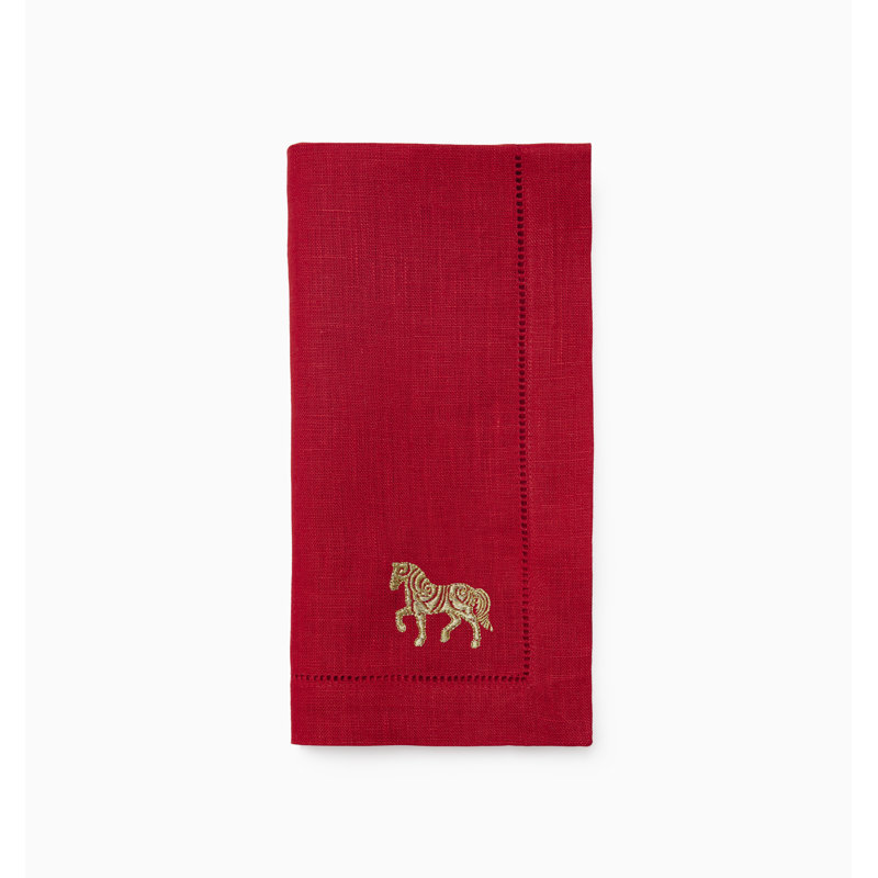 Lunar New Year Linen Square Napkins, Red