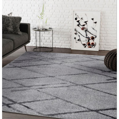 Tapis gris tissé à la machine Aadya