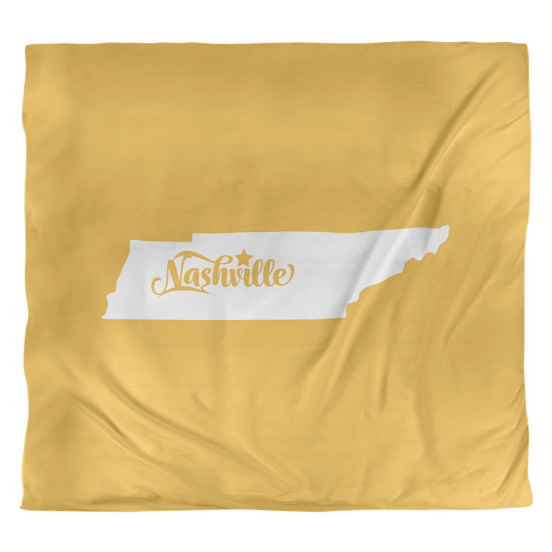 Housse de couette réversible simple Nashville Tennessee, Microfibre, Housse de couette pour très grand lit, Jaune