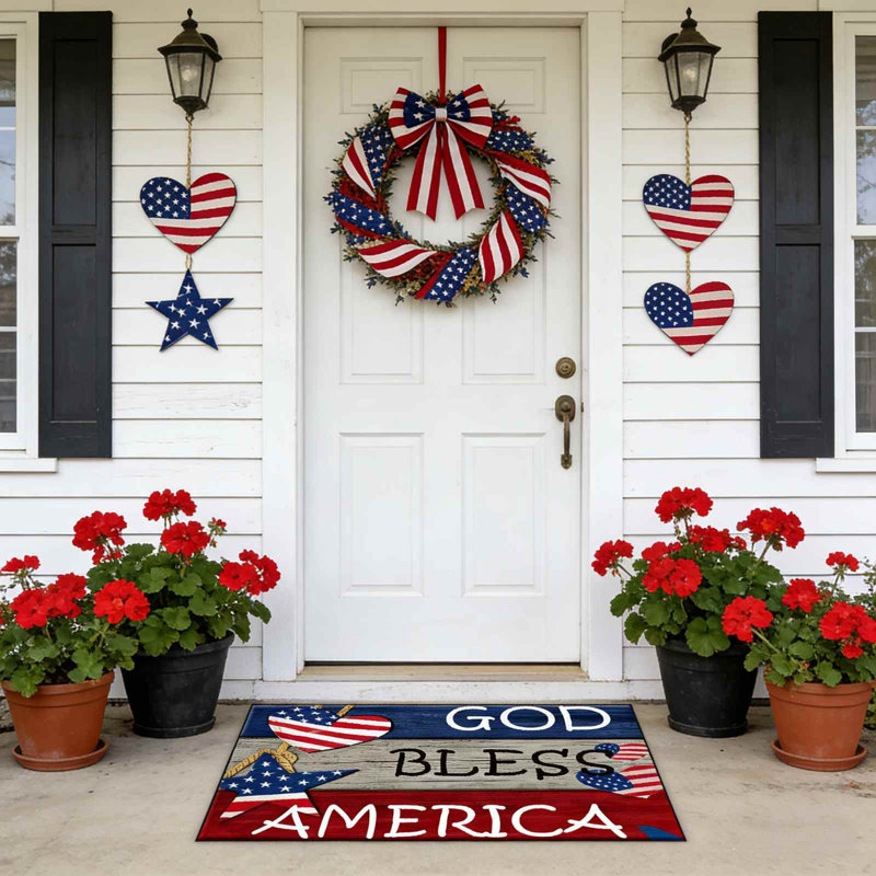 Paillasson Independence Day pour l'entrée, Multicolor, 1.97" W x 15.75" L