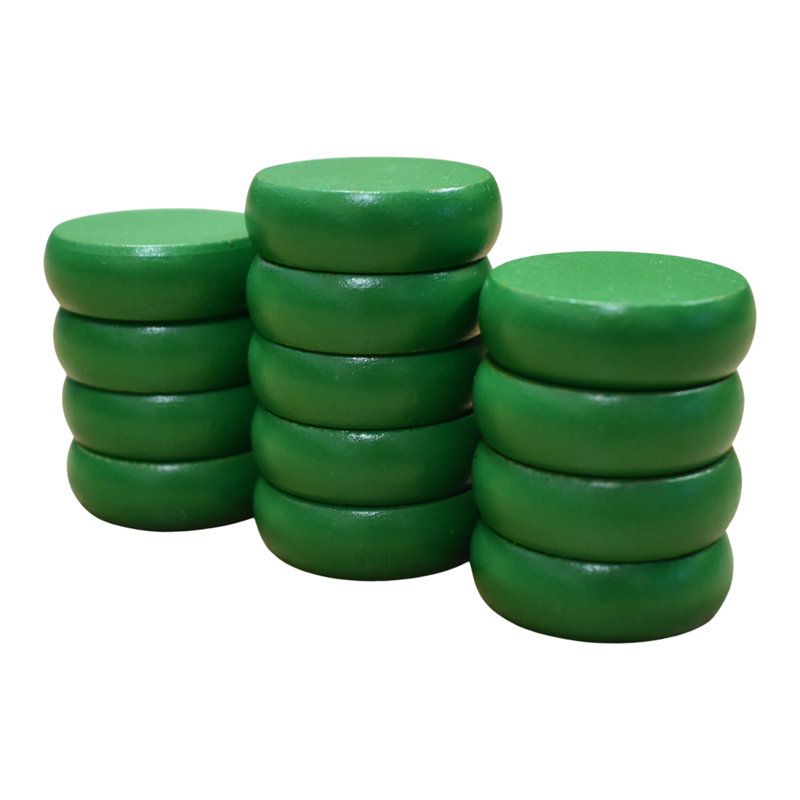 Disques Crokinole (petits disques - 1 1/8 pouce de diamètre (2,9 cm)), Bleu / vert