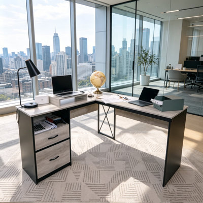 Adjustable Height and Modular L-Shaped Computer Desk