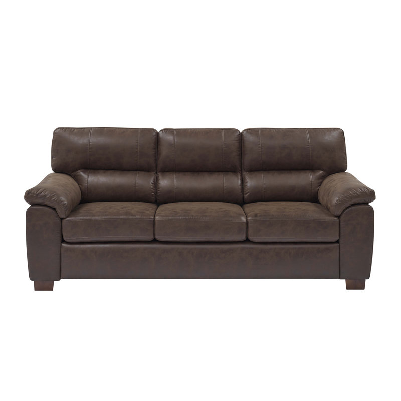 81'' Faux Leather Sofa, Cream Corduroy 2