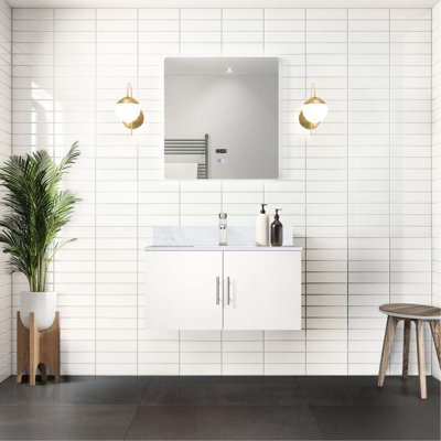 36 In. W X 22 D Bath Vanity In Glossy White With Led Mirror - Abundant Storage Capacity Easy Install Process Vast Options Fully Assembled Cabinet
