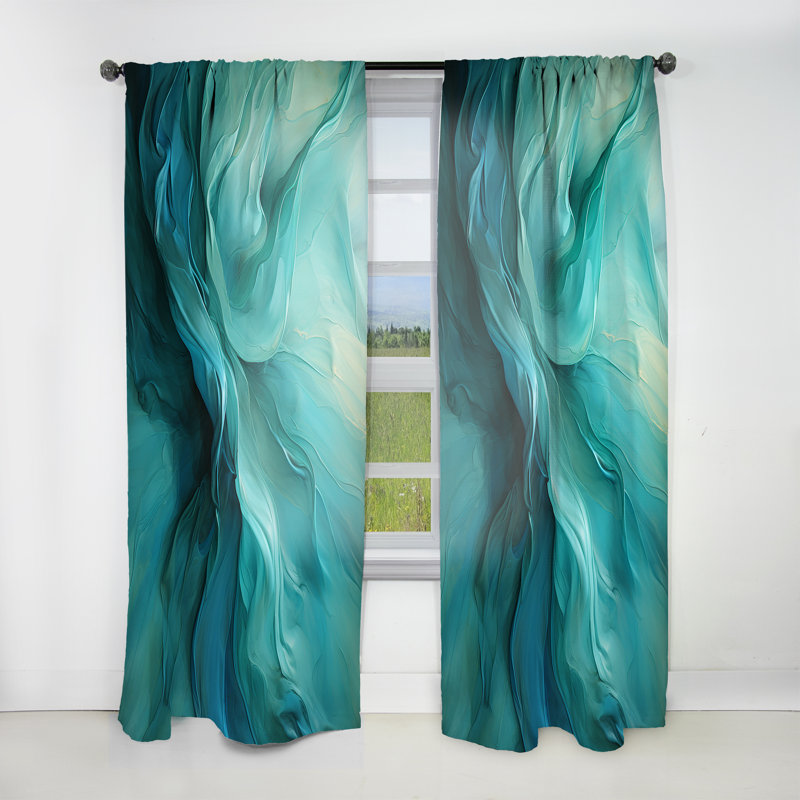 Turquoise Tranquility V - rideau à motifs abstraits - velours obscurcissant - 1 panneau, L 52 po x L 63 po