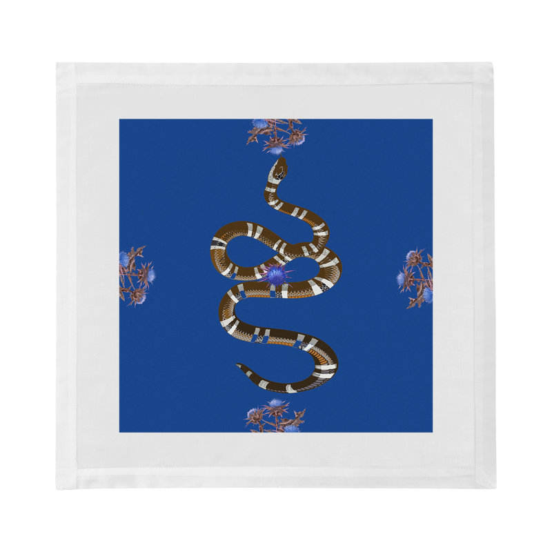 Thistle And Snake Cotton Sateen Dinner Napkins, Blue
