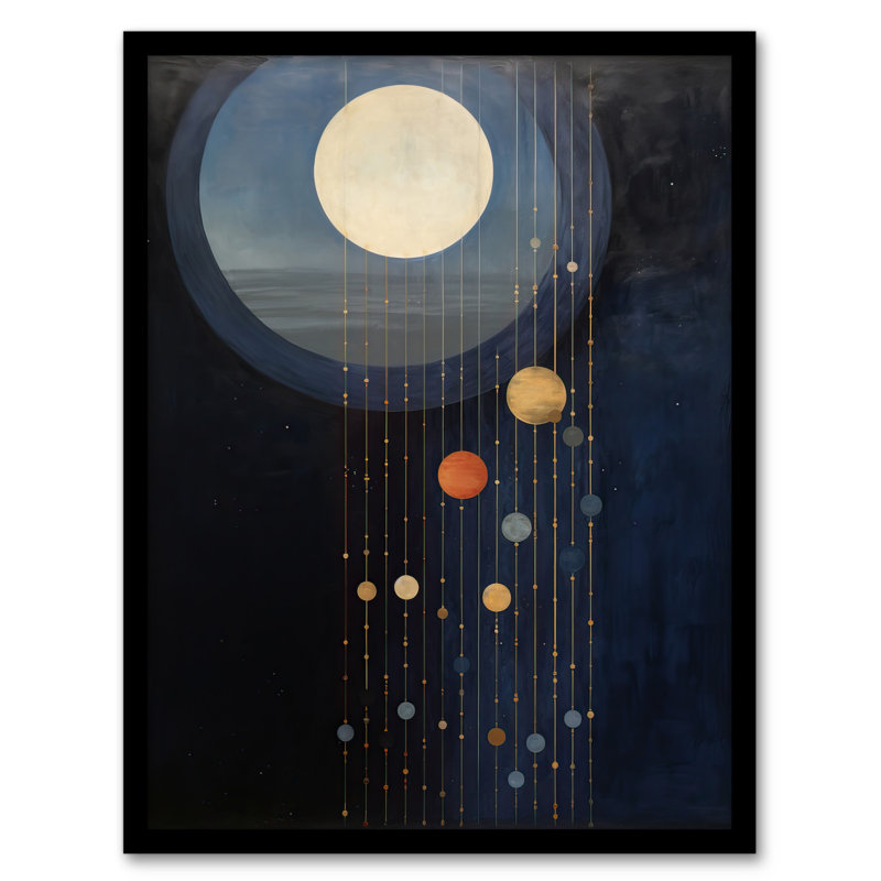 Lost In Space Dreams Planet Strings Blue Orange - Single Picture Frame Print