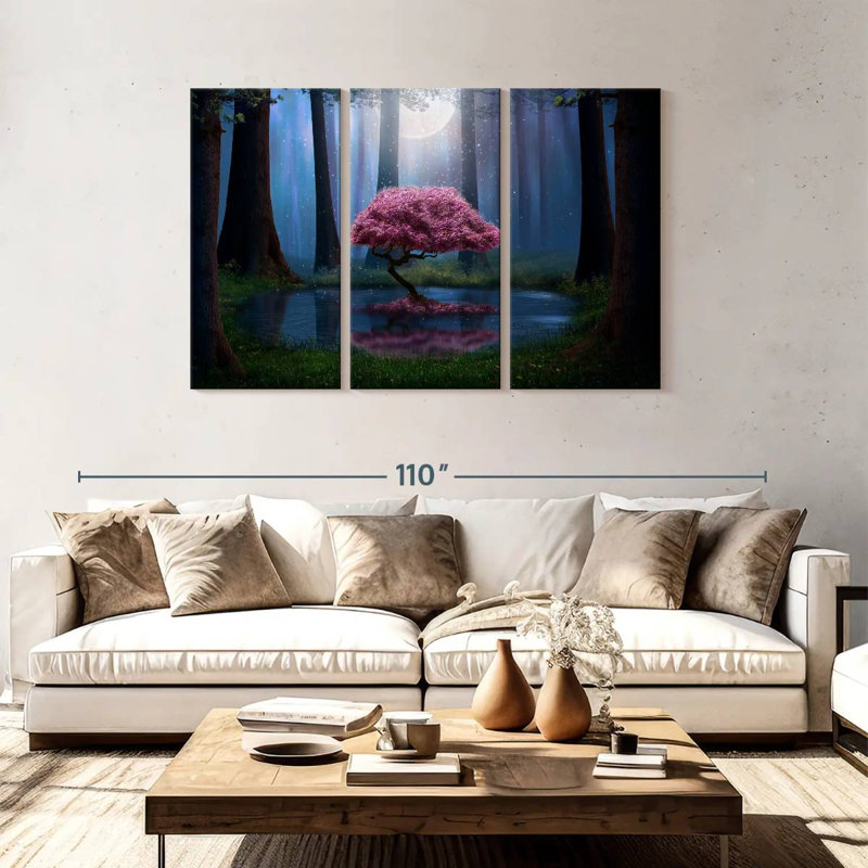 Kelan Enchanted Pink Tree, 48" H x 74" W