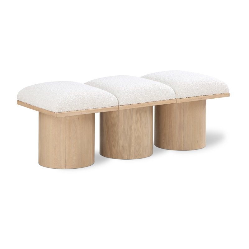 Husnan Boucle Upholstered Bench, 17.5" H x 46.5" W x 18" D, Natural, Cream Boucle Fabric