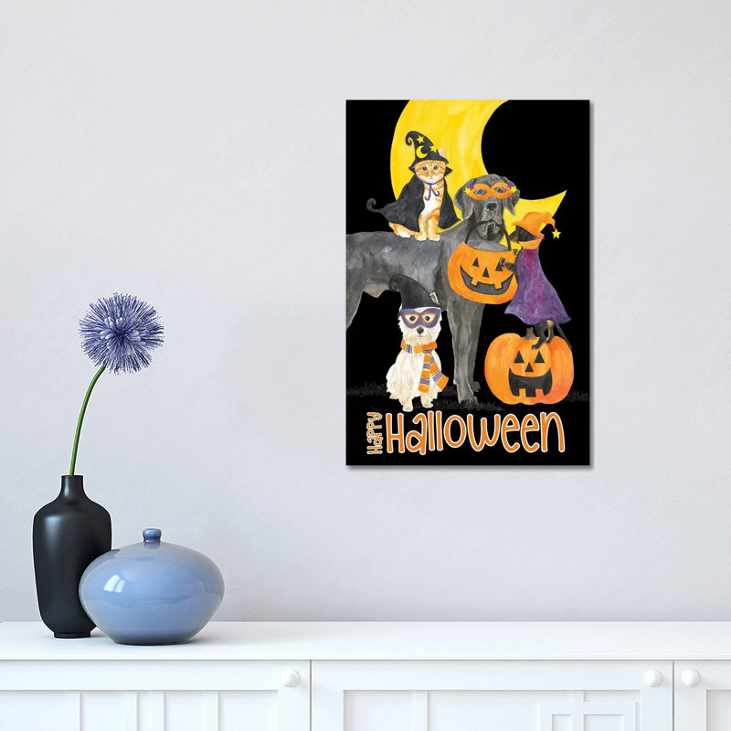 Fright Night Friends - Happy Halloween II by Tara Reed - Wrapped Canvas Painting, 30.48 cm H x 45.72 cm W