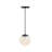 Neva 60 Watt 1-Light Matte Black Globe Pendant Light with White Art Glass Shade