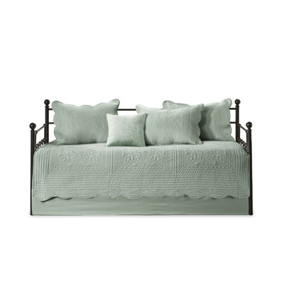 6 Piece Reversible Daybed Ensemble - Scalloped Edge White, For A Comfortable Evening, Twin Mattress, Includes Cover, , Shams, Decorative Pillow White Superior Comfort, Size
