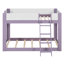 Lit simple superposé simple, lit superposé convertible en bois avec échelle réversible et garde-corps, mauve et blanc-1490366551