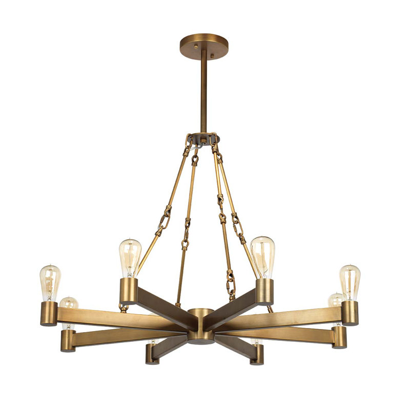 Lustre linéaire moderne à 8 lumières Spoutnik, Laiton