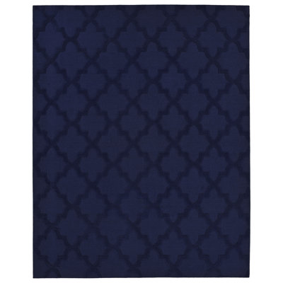 Navy Nasturtium Cut-loop Trellis Area Rug by