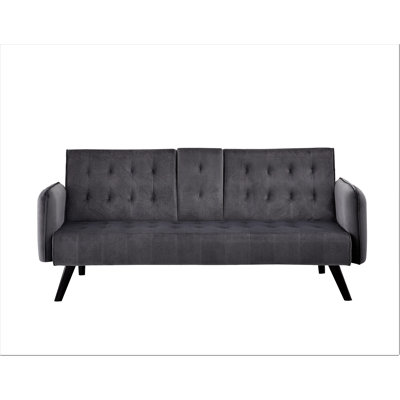 Convertible velvet sofabed with cup holder
