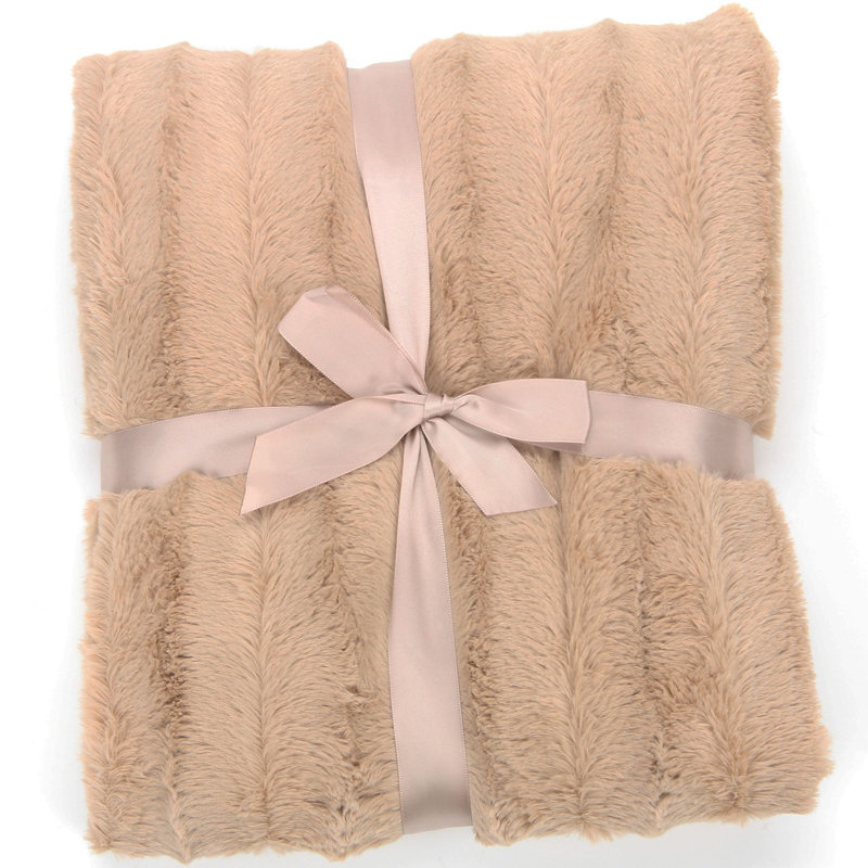 Luxurious Black Faux Fur Reversible Throw Blanket, 40" x 50"