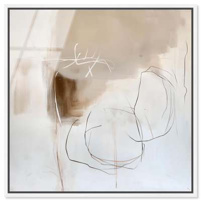 «Beauty of Less II», art mural en verre acrylique ultrabrillant encadré Boho Abstracts par Art Remedy, cadre blanc, 16 x 16