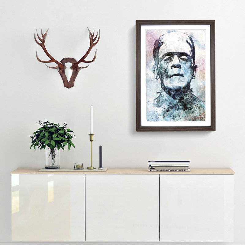 Frankenstein in Abstract - Picture Frame Painting Print, Walnut Framed, 65cm H x 48cm W x 2cm D