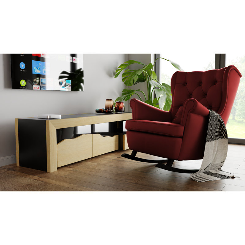 Yancheva Rocking Chair, Amor Velvet 4306 Red Chenille