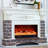 Beige Solid Wood Electric Fireplace