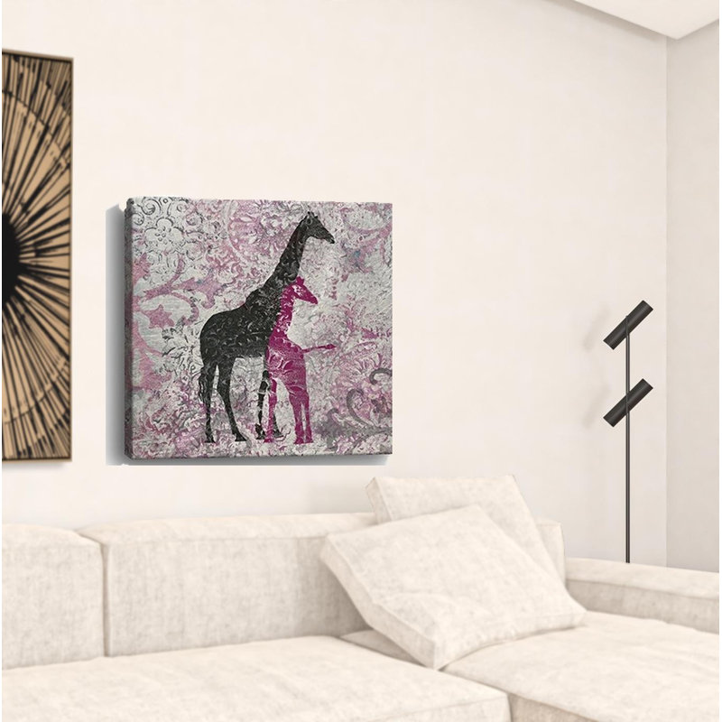 «Exotic Pink Giraffes», art mural sans cadre