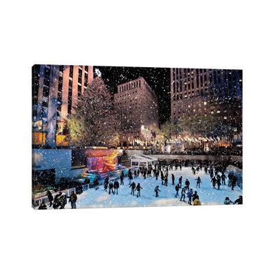 Christmas Tree Rockefeller Center, Iceskating Rink New York City by Susanne Kremer - Print on Canvas