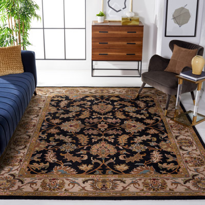 Tapis noir / beige en laine touffeté à la main Cranmore