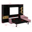 Lit escamotable mural peu encombrant avec grand canapé, tablettes de rangement et armoires-1519043582