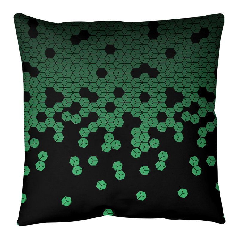 Coussin de sol géométrique Katelyn Elizabeth, 28 po x 28 po, Vert
