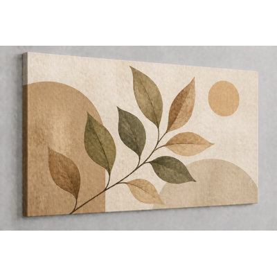 Grande feuille minimaliste, art mural 24 x 36 pouces, peinture botanique neutre, œuvre d'art moderne de la nature, ton de terre, décoration murale pour le salon, la chambre, le bureau, la maison, prêt à être accroché