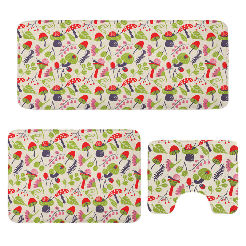  Multicolore 3 pièces en U et tapis rectangulaires Mushroom