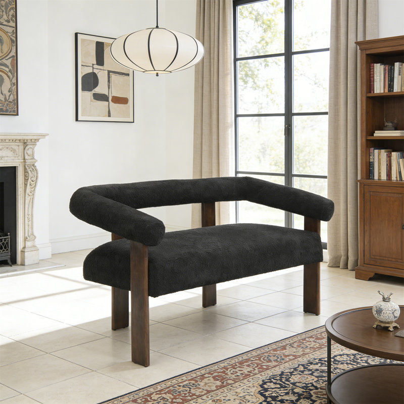 Causeuse ronde avec accoudoirs (noir et brun), Noir