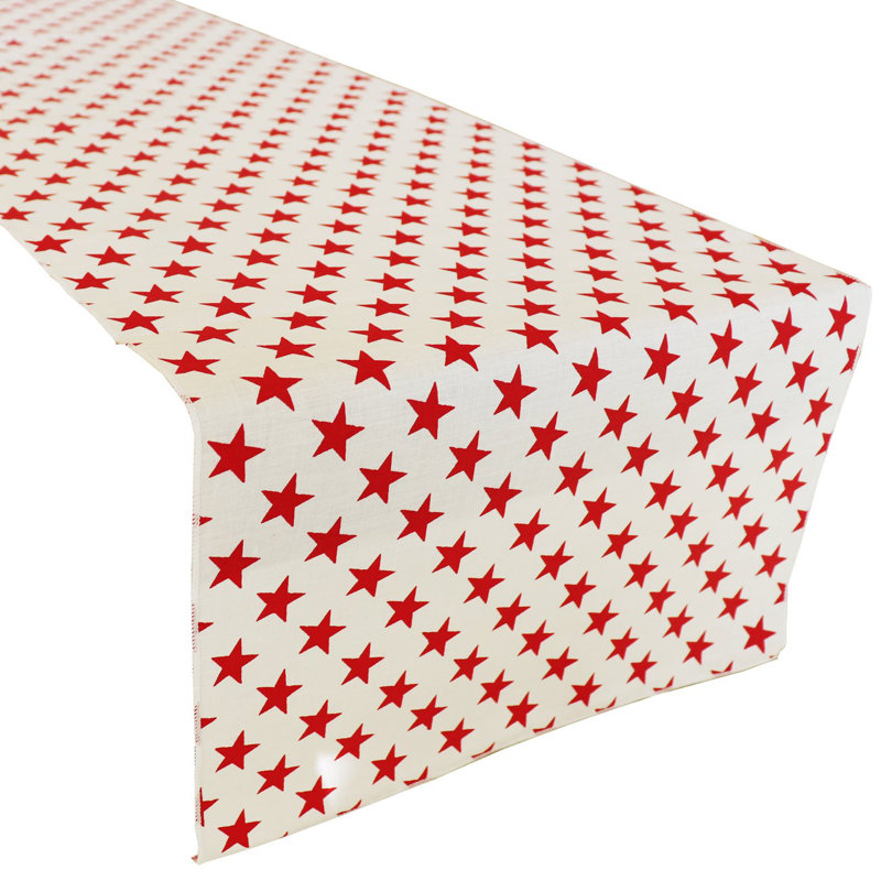 Stars Cotton Blend Independence Day Table Runner, 72" L x 12" W, White