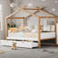 Le lit House avec deux tiroirs et une étagère de rangement, une solution de couchage magique et fonctionnelle pour les chambres d'enfants-1304054617