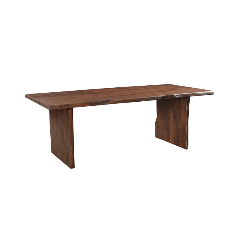 9-Piece Live Edge Solid Wood Dining Set, Brown, Gray/Black